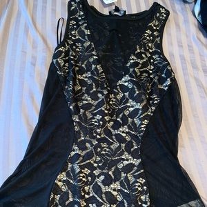 Black sheer lace body suit
